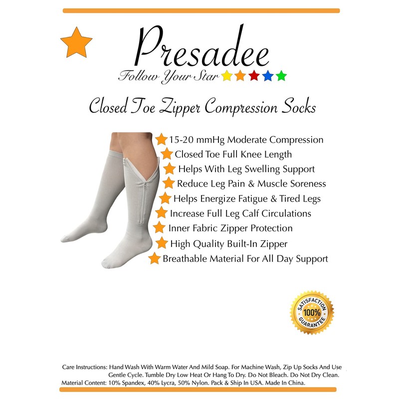 Presadee - Calcetines de compresión para pantorrilla, 15 a 20