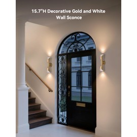 Tubicen Gold Wall Sconce Indoor Dimmable Mid Century Modern Up and Down Sconces Wall Lighting 15.7" H Wall Lights for Living Room Bedroom Movie Theater Hardwired