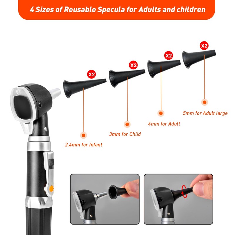 Scian Otoscope Ear Scope with Light, Fiber Optic Otoscopes with