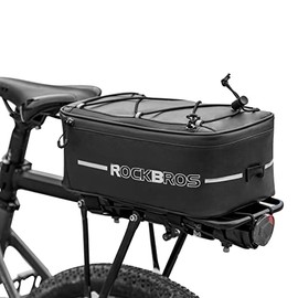 ROCKBROS Bike Rack Bag Bike Trunk Bag Rear Bike Rack Bag for Travel with Rain Cover & Reflective Stripes, 6L(Black)