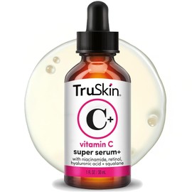 TruSkin Vitamin C-Plus Super Serum - Suero facial antiarrugas antienvejecimiento con niacinamida, retinol, ácido hialurónico y ácido salicílico, 1 onza líquida