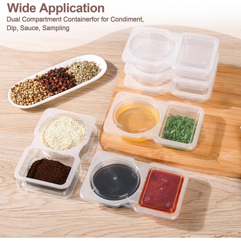 20 Sets Reusable Snack Pack Containers, Double Compartment Snack Containers