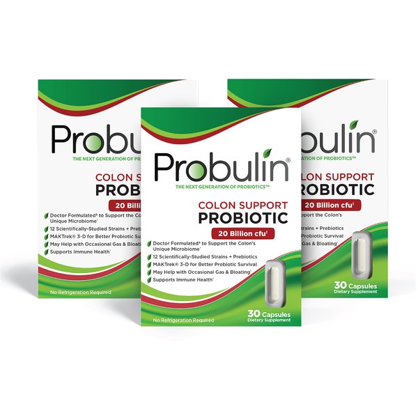 Probulin Colon Support Probiotic, 30 Count Capsules (Pack of 3)