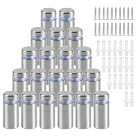 YiliYa Pack of 20 Stainless Steel Wall Spacers, Plexiglass, Sign Holder, Advertising Screw, Screw Glass Standoff Holder for Mounting and Fixing the Glass (12 x 25 mm)
