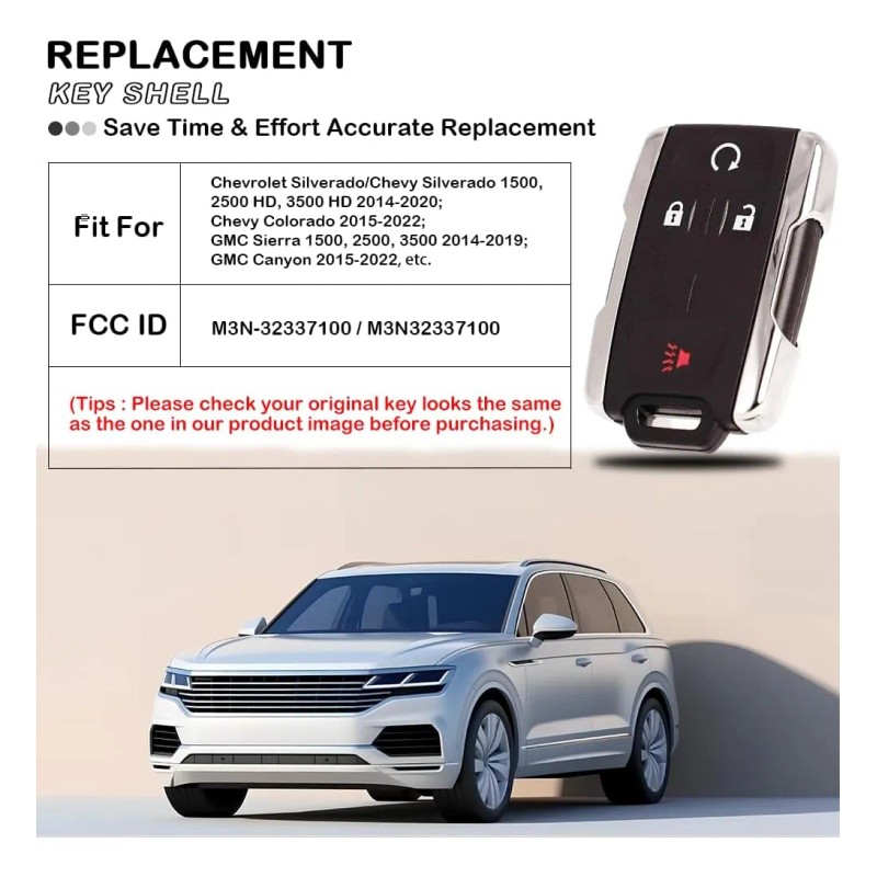 Funda De Repuesto Para Llavero Chevy Silverado Colorado Gmc Negro