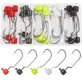Ned Rig Jig Heads Kit, 25pcs Finesse Mushroo Shroom Jig Hooks for Soft Lures Bass Crappie Jig Heads Fishing Hooks for Freshwater Saltwater, 5 Color 5 Size