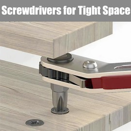 Treki Mini Rachet Screwdriver Set, 2pcs Flatted Right Angle Ratcheting Screwdriver Elbow 1/4 Inch Hex Drive 90 Degree Ratcheting Offset Screwdriver Low Profile Ratchet Screwdriver for Tight Space