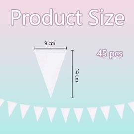 12M White Bunting Flags, Triangle Flags Banner with 45pcs Triangle Flags 14 x 9cm, Outdoor Waterproof Bunting Flags for Garden Tea Wedding Baby Shower (White)