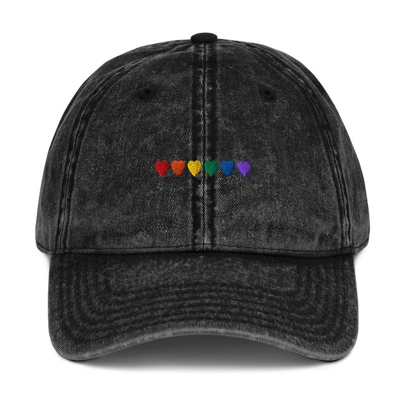 Merchbaendchen Shop Vintage Rainbow Hearts Cap, gray