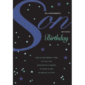 Piccadilly Greetings Piccadilly Greetings Modern Birthday Card Son -,black blue - 9 x 6 inches