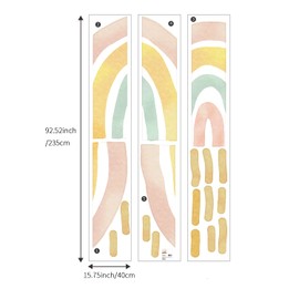 astrkiz Large Fabric Watercolor Boho Half Sun Wall Decals Peel and Stick, Rainbow Wall Murals Stickers, Pastel Sunrise Wall Art Decor for Kids Room Playroom Nursery Bedroom, 94.49" x 62.60"