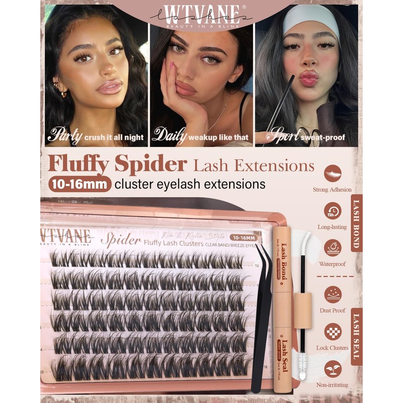 Wtvane Wispy Lash Clusters Kit Fluffy Eyelash Clusters Lashes Kit