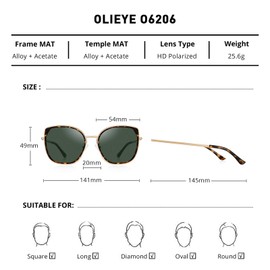 OLIEYE Cat Eye Polarized Sunglasses for Women Ladies Brand Trending Sun glasses UV400