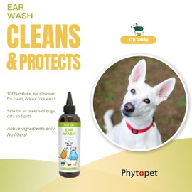 Phytopet Ear Wash | 250ml | Natural & Gentle Cleaning Solution | Soothing Ear Health for Dogs | Mite Prevention
