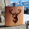 Wooden Hip Flask with Deer Engraving Accessories Hunting Hip Flask