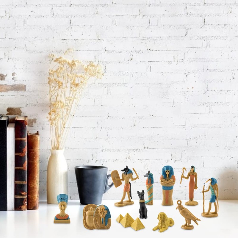 12 Ancient Egypt PVC Miniature Statues, Ornaments with Nebastre, King
