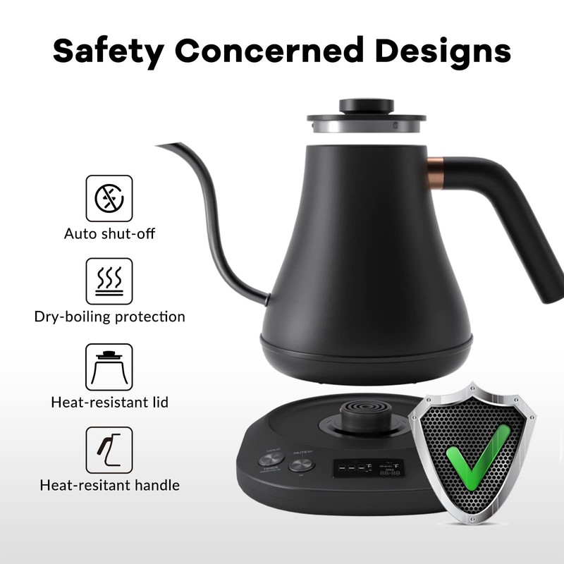 Mecity Electric Kettle Gooseneck Pour Over Kettle ±1℉ Temperature Control