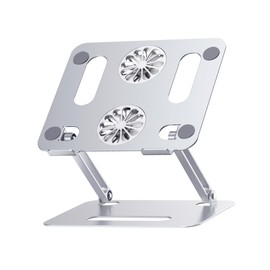 LABRIMP Height Adjustable Laptop Cooler Stand Dual Fan Ventilated Support for Laptops Up to Sturdy Aluminum Alloy Design with Slip Pads for Gaming and Work