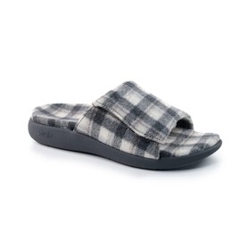 Strole Den Tartan Women's Wool Slide Slippers With Orthoti Charcoal - 9 Medium