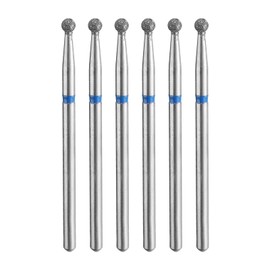 HARFINGTON 6pcs 200-230 Grits Diamond Grinding Bit 2.5mm Ball Head 2.35mm Shank 2.5mm Length Stone Sanding Drill Bits Rotary Tool for Ceramic Glass Nails Grinding Polishing, Red