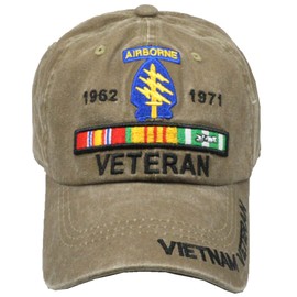 First Military Choice Special Forces Airborne Vietnam Veteran - Cotton Washed Tan Baseball Cap
