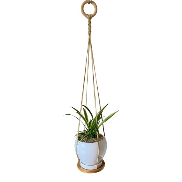ATLanyards Light Tan Hanging Plant Shelf | Neutral Plant Hanger