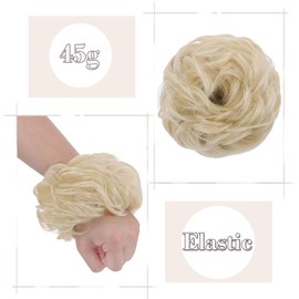Scrunchy Scrunchie Hair Bun Extensions Thick Updo Hairpiece Ponytail Wavy Curly Messy Donut Hair Chignons Hair Piece - Bleach Blonde
