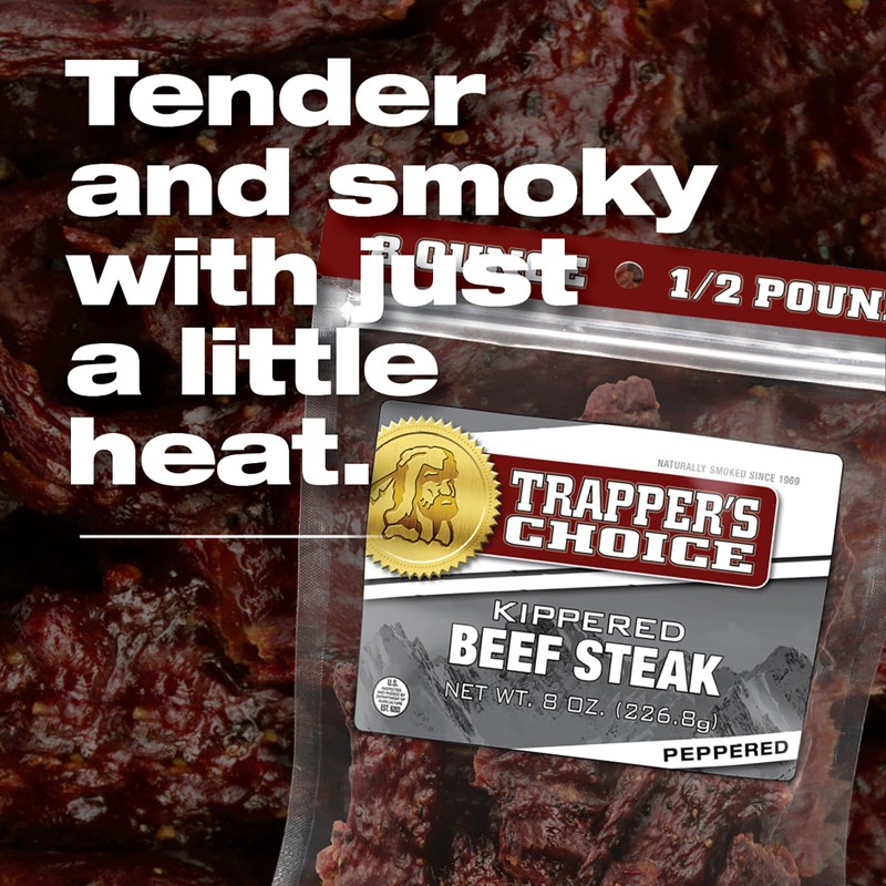 Old Trapper, Trapper's Choice Peppered Kippered Steak, Eight-Ounce Individual Package,