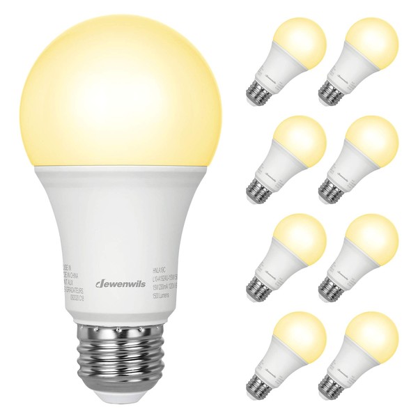 DEWENWILS 8-Pack A19 LED Light Bulb, 1500LM, 3000K Soft Warm Light Bulb, Energy Saving 14W(100W Equivalent) LED Bulb, E26 Medium Screw Base, Non Dimmable, UL Listed