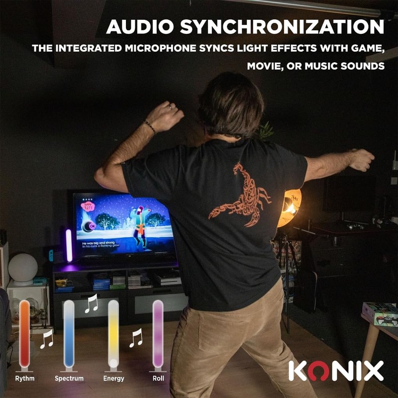 Konix Gaming LED-Leuchtstäbe Flame - RGBIC-Beleuchtung - Musiksynchronisation - Tuya