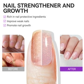 Women Nail Strengthener Protein for Daily: Glittering Pearl Gelike EC 6 in 1 Nail Treatment for Weak and Damaged Nails Everyday - Nail Polish Hardener for Home Salon Travel Spa Gift