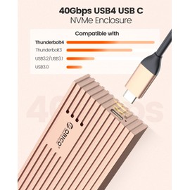 ORICO 40Gbps M.2 NVMe SSD Enclosure, Tool Free Installation, USB4 NVMe Enclosure Fits M-Key Supports Thunderbolt3/4 USB4/3.0/2.0 Tool Free 4TB Capacity Aluminum Alloy Case - M234C3