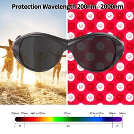 FreeMascot Red Light Therapy Glasses, Laser Safety Glasses IPL 200-2000nm, Eyes Protection for Tanning Goggles and Red Light Therapy