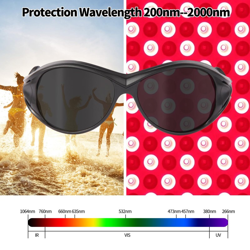 FreeMascot Red Light Therapy Glasses, Laser Safety Glasses IPL 200-2000nm,
