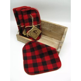 Rustic Cypress NEW napkins 10 reuseable baby wipes flannel cloth fabric red buffalo plaid check