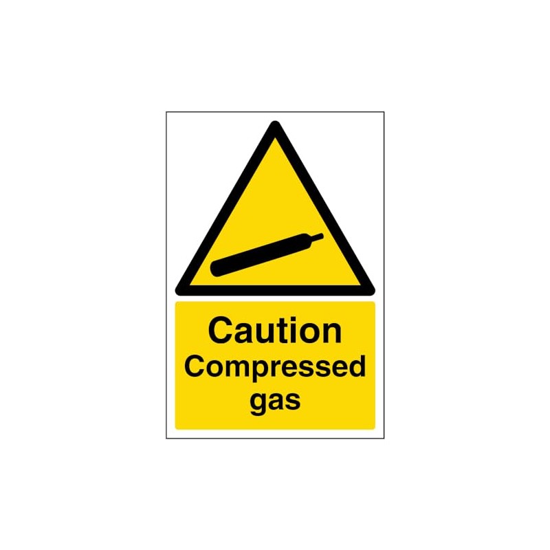 V Safety Caution Compressed Gas Warning Sign - 200mm x