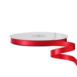 LIUYAXI Hot Red Double Faced Satin Ribbon, 3/8" X Continuous 25 Yards, Ribbons Perfect for Gift Wrapping Bows Bouquet Wedding Decor DIY Craft and More