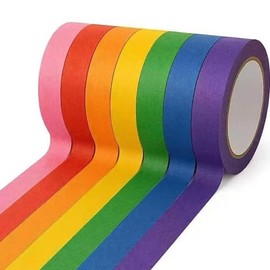 Colored Masking Tape 7 Rolls, 1 Inch x 24 Yards Each (168 Yards Total), Rainbow Painter's Tape, Colorful Craft Tape for Arts & Crafts, Classroom Organization, DIY Labeling , Easy Tear, No Residue