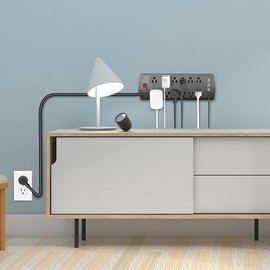 Nuetsa Power Strip, Nuetsa Surge Protector with 12 Outlets and 4 USB Ports, 6 Feet Flat Plug Extension Cord (1875W/15A) for for Home, Office, Dorm Essentials, 2700 Joules, ETL Listed (Black)