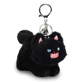 Lilbitty Keyring, Black Cat, Kawaii Plush Keyring for Backpack, Y2K Cat Bag Charm, Cute Pendant for Bags, Women and Children, Aesthetic Cat Accessories, black