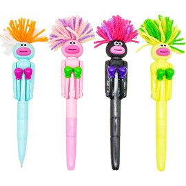 Maydahui 4 Pcs Fashionable Plush Boxing Ballpoint Pen, 0.04 inch (1.0 mm), Black, Fun, Stylish, Easy to Sharp, Stationery, Writing, Office Supplies, Students, Kids, School Entrance Celebration, Prize