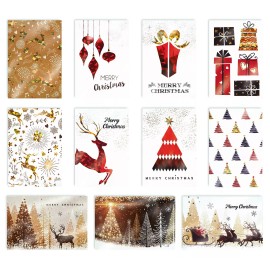 Better Office Products Christmas Holiday Greeting Cards with Gold and Metalli...