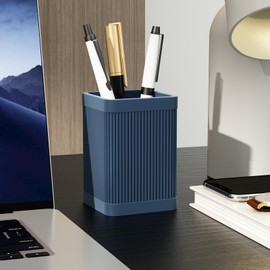 HighHerz Aesthetic Pen Holder For Desk, Modern Silicone Pencil Holder, Stylish Office Desk Decor, Made of 5 mm Thickened Premium Silicone, Office Desk Organizer And Accessories (Dark Blue)