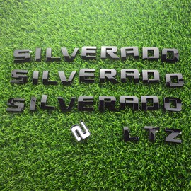 Overlay Emblem 3D Letter Side Door Rear Tailgate Badge Nameplate Compatible for 2007-2018 Silverado 1500 LTZ Set of 4Pcs (Gloss Black)
