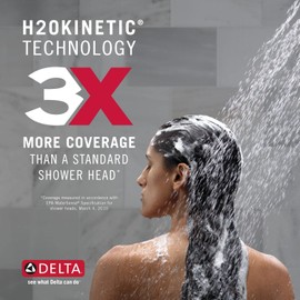 Delta Faucet Single-Setting H2Okinetic Hand Held Shower, Brushed Nickel Handheld Shower Head, Shower Wand, Hand Shower, Handheld Shower, Detachable Shower Head, Lumicoat Stainless 59421-SS-PR-PK