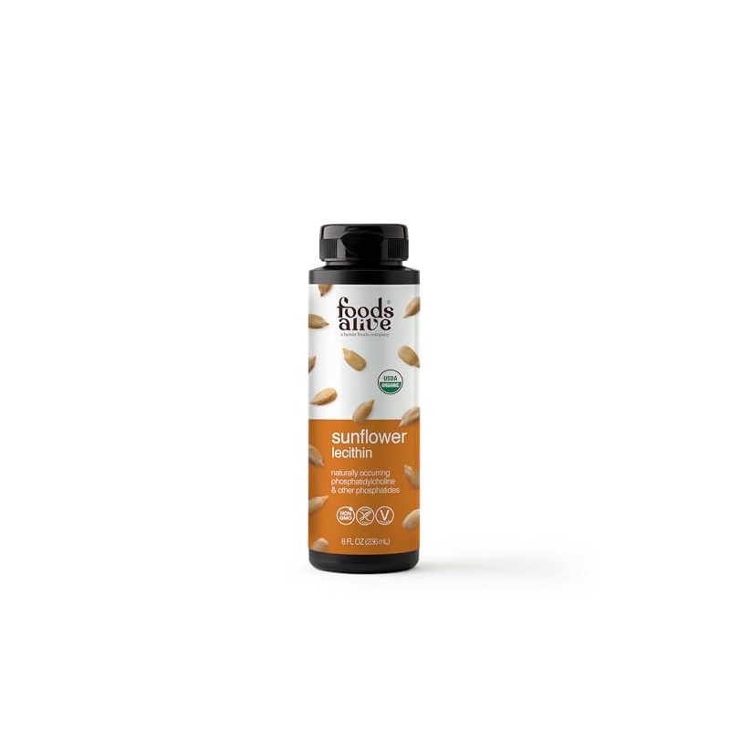 Foods Alive Organic Sunflower Lecithin Liquid, Cold-Pressed, Extra-Virgin, Unrefined, 8