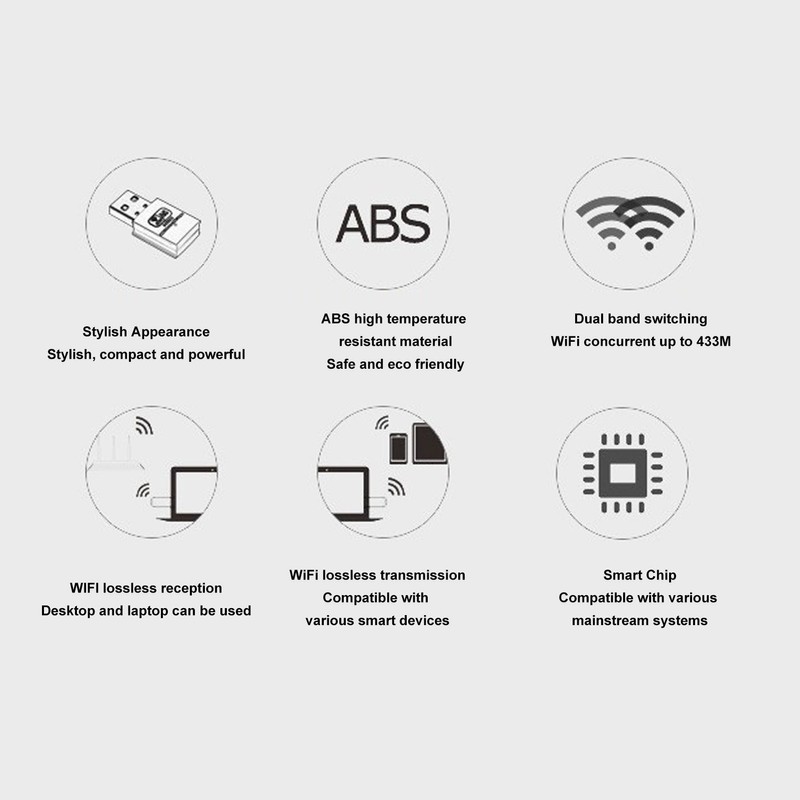 USB WiFi Adapter for PC 600Mbps 2.4G 5G Dual Band