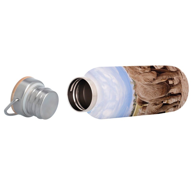 Edelstahlflasche Isolierte Thermosflasche - Elefantenhorde in der WildSavanne Tiere -
