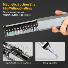 32 pcs Ratcheting Screwdriver Set - PHYONEER Multibit Screwdriver Portable for Travel, Multi-Function Milwaukee Impact Magnetic Storage Screwdriver Tool Kit with Aluminum Handle