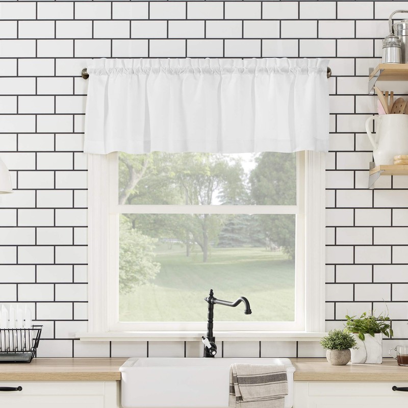 No. 918 Martine Microfibre Valance and Tier Set, Semi Clear,